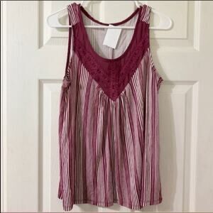 MAURICES Boho Cranberry Sleeveless Blouse Embellished Accents Size Medium